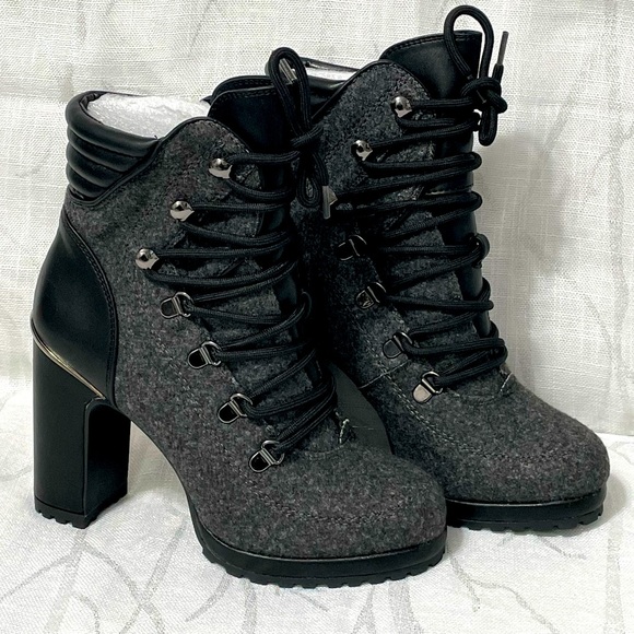 Dkny Shoes Dkny Lenni Laceup Grayblack Booties Szs 7 75 9 Poshmark